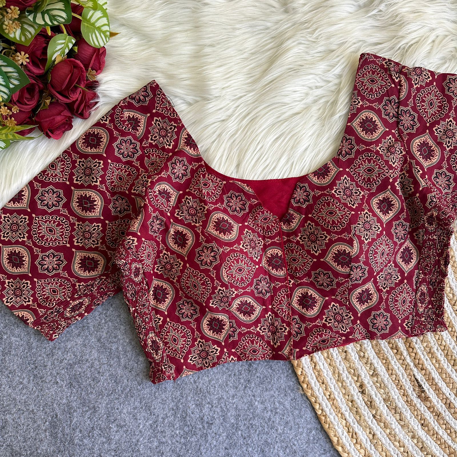 Pure Ajrakh Cotton Flexible Blouse